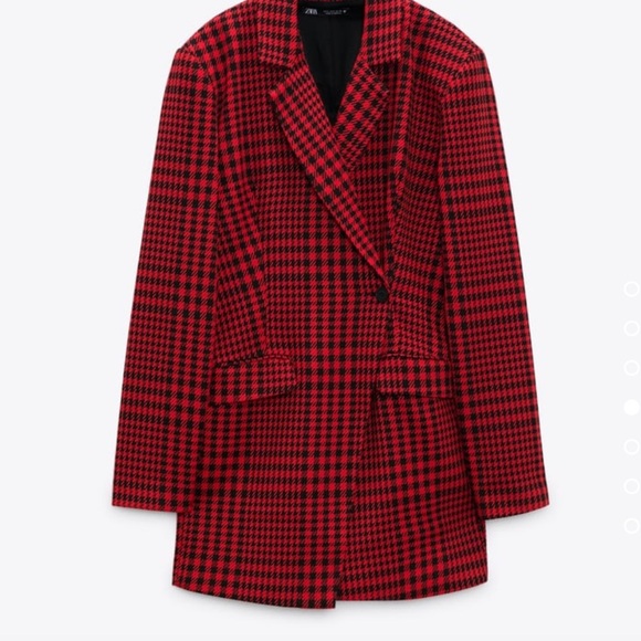 Zara red houndstooth blazer romper XS - Picture 5 of 14